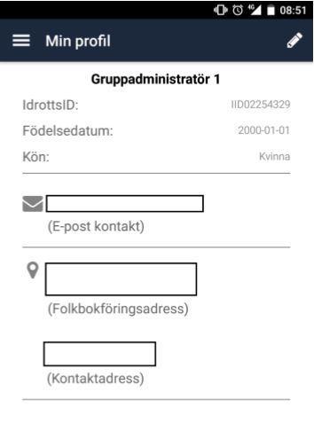 Min profil På sidan Min profil kan du se den informationen som finns sparad om dig i