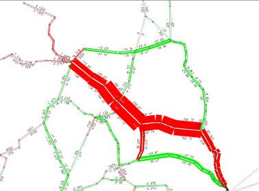 Karta 6: Skillnad Trafikscenario1-JA 2020, 1000-tal resenärer per år. Mora Borlänge Uppsala 4.