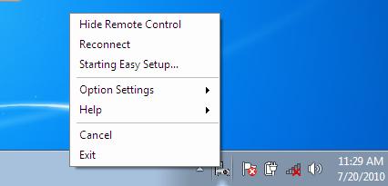 3. Behändiga funktioner Avsluta Virtual Remote Tool 1 Klicka på ikonen Virtual Remote Tool i