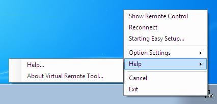 Visa hjälpfilen för Virtual Remote Tool Visa hjälpfilen från Aktivitetsfältet 1 Klicka på ikonen