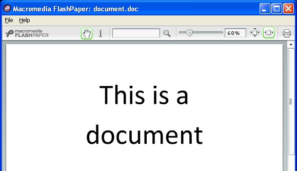 Klicka på Finish. Ikonen Macromedia FlashPaper 2 finns då på skrivbordet. Markera ditt dokument, och dra/flytta det med vänster musknapp till ikonen så att denna blir blå.