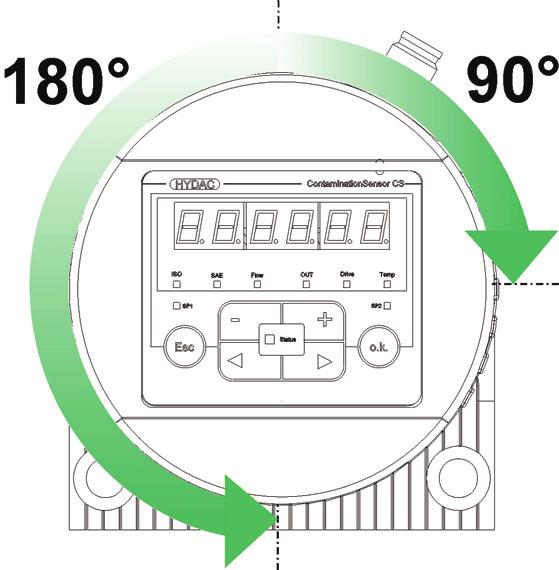 Kännetcknande för FMM Dimensioner Vrida displayen steglöst Displayen på CS 1000 kan vridas steglöst 270, varav 180 moturs och 90 medurs.