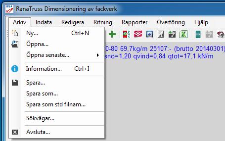 2 Arkiv Figur 23 Arkiv Under Arkiv/öppna senast finns möjlighet att komma åt senast indatafilen som du har tidigare har