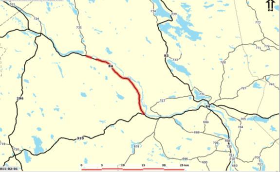 Källa: Trafikverket, Info om vägar Information om referenslänk: 1000:104089 Företeelse Värden Vägnummer: (21)84 Roll: Värdväg: Längd: Europaväg: - Normal Ja 21199 m Hastighet: 80 km/h (42397 m)
