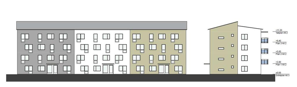 Femvåningshuset mot infartsparkeringen har kvar sin tidigare gestaltning, med glasade loftgångar och gavlar som bryter igenom. Husen mot Västertorpsvägen ligger kvar med entréer mot gatan.