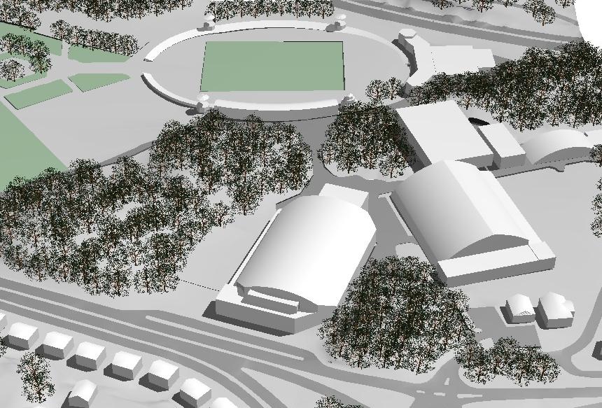 Förstudie Nya ishallar Frölundaborg Volymstudier Samtliga lägen innebär ett intrång i