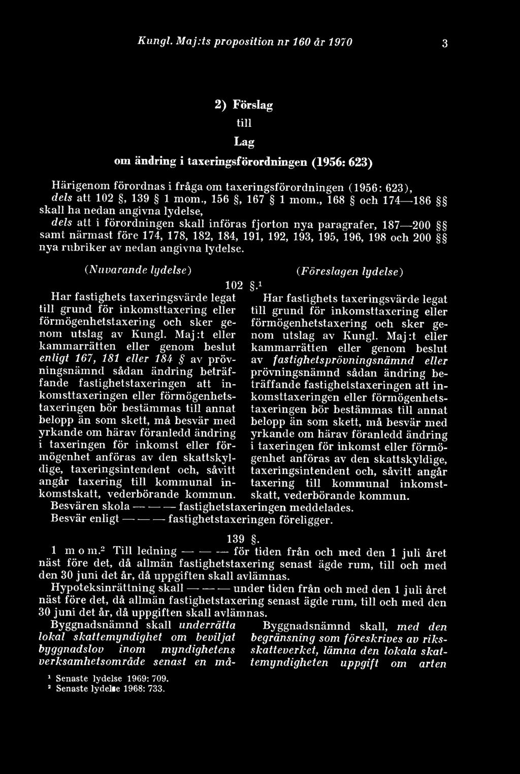 , 168 och 174 186 skall ha nedan angivna lydelse, dels att i förordningen skall införas fjorton nya paragrafer, 187 200 samt närmast före 174, 178, 182, 184, 191, 192, 193, 195, 196, 198 och 200 nya