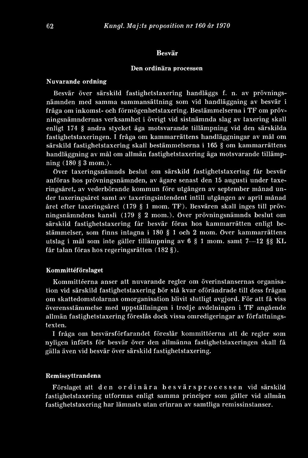 I fråga om kammarrättens handläggningar av mål om särskild fastighetstaxering skall bestämmelserna i 165 om kammarrättens handläggning av mål om allmän fastighetstaxering äga motsvarande tillämpning