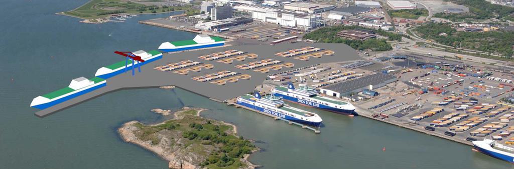 1 Inledning I dagsläget finns i Arendalshamnen, som är del av Göteborgs hamn, två kajplatser. Båda har ett vattendjup av 9,80 m och är avsedda för ro/ro fartyg med akterramp.