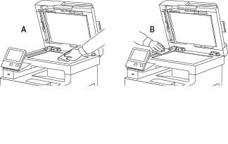 Underhåll 4. Rengör dokumentglaset. Obs! Du får bäst resultat om du använder Xerox glasrengöringsmedel för att ta bort märken och ränder. 5. Rengör CVT-glaset. Obs! Du får bäst resultat om du använder Xerox glasrengöringsmedel för att ta bort märken och ränder. 6.