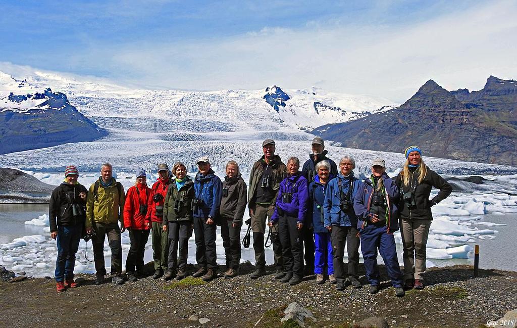 Gänget som åkte till Island. Här vid Fjallsarlon, en del av glaciären Vatnakullör.