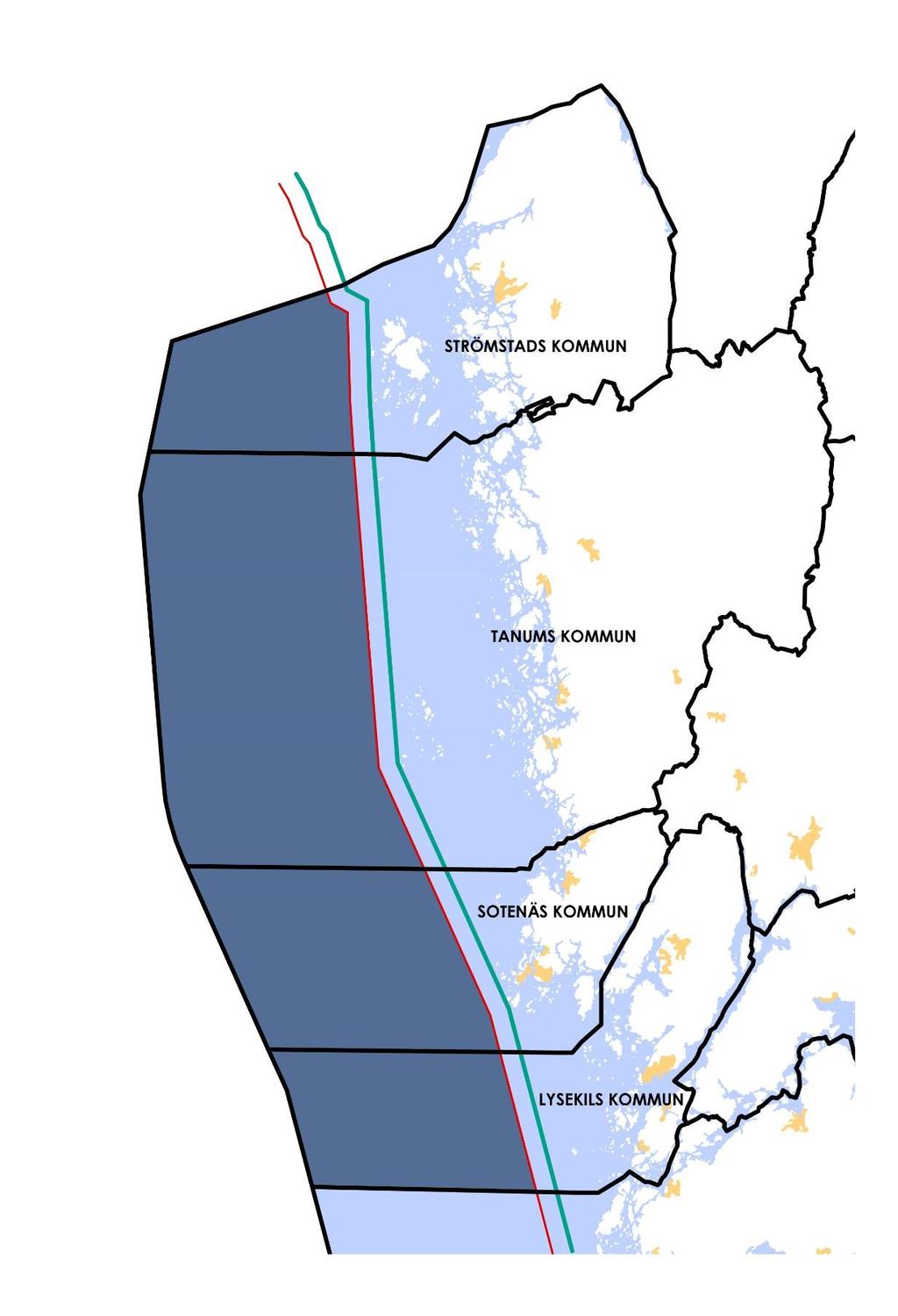 Gränser blå ÖP Planområdet för blå ÖP består av två delar: Utsjözonen öppet hav (mörkblått område) Lands-/kommungräns De yttersta