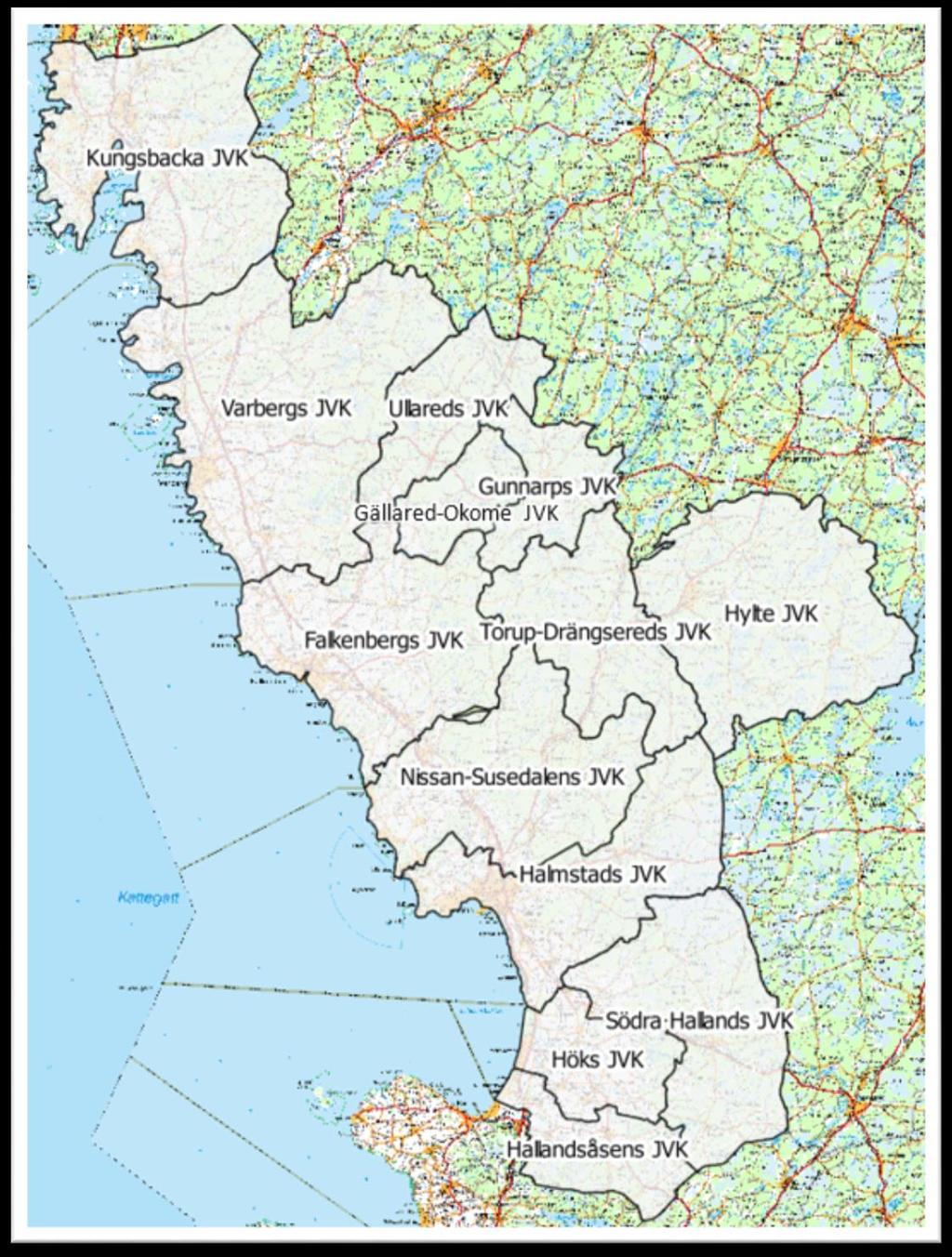 Svenska Jägareförbundet Halland län Svenska Jägareförbundet Halland omfattar 544720 ha och sträcker sig från Kungsbacka i norr till Hallandsåsen i söder.