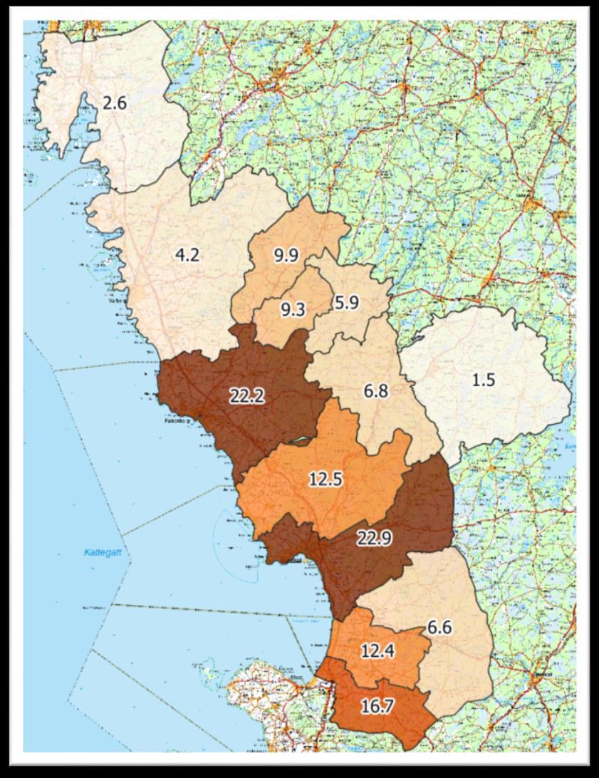 Antal Avskjutning vildsvin Halland län 2016/2017 Vildsvinsavskjutningen i länet har planat ut och för de tre senaste åren har den stadigt legat på drygt 5300 djur per år.