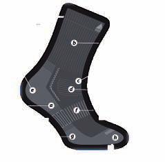 800042-01 - 6-pack - Svart Stl 37/39, 40/42, 43/45, 46/48 Funktion a, b, c, d, e, h 80% Coolmax, 15% polyamid, 5% lycra HÄL & TÅ