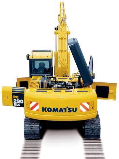PC290-7 H YDRAULISK GRÄVMASKIN FÖRDELAR VID UNDERHÅLL Enkelt underhåll Komatsu har konstruerat PC290-7 med fokusering på