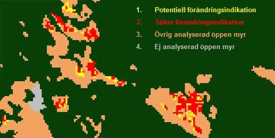 Figur 11. Exempel på förändringsklassning för ett 2 km x 4 km stort område.