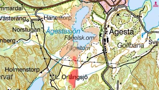 Ågestasjön med omgivande våtmarker (Huddinge kommun, Stockholms län) Figur 54 visar Ågestasjön som är en grund och näringsrik sjö i Huddinge kommun.