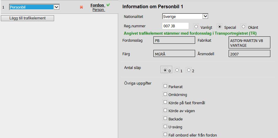 Beskrivning Inga uppgifter som kan identifiera en person, t.ex. namn, personnummer eller registreringsnummer, får skrivas i olycksbeskrivningen.