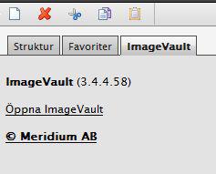 Bildhantering Lägg till bild Klicka på fliken ImageVault och välj Öppna ImageVault. Välj sedan Ladda upp fil.