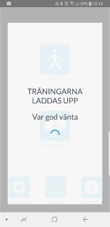 Steg 11: Ladda upp träning När symbolen Ladda upp är färgsatt finns sparad träning att ladda upp. 3 Antal träningar visas inom parentes under symbolen. Flera träningar kan sparas innan de laddas upp.