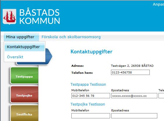 Ändra kontaktuppgifter Under rubriken Mina uppgifter finns kontaktuppgifter till alla i