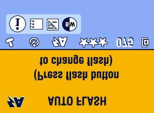 Kapitel 2 Aktivera blixten Inställning Knapp för Flash för Flash (Blixt) (Blixt) Tryck på flera gånger om du vill bläddra igenom blixtalternativen.