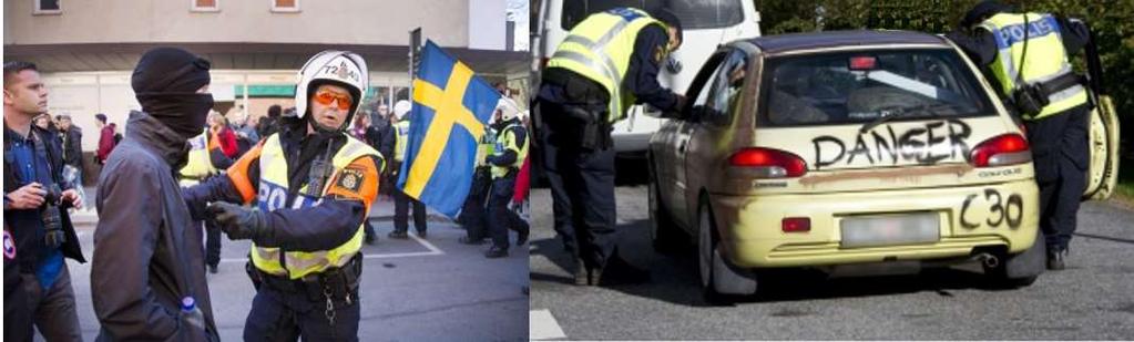 100 Liknande behov kan uppstå vid kontroller av mer än en person utomhus samt om det exempelvis är många personer runt en polis som ska göra dataslagning som kan läsa vad det står på skärmen.