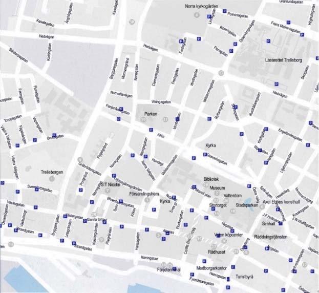 7 Information På Turistbyråns webbsida får man inget samlat intryck av parkeringen, här är all parkering markerad oavsett storlek, se Figur 2-5.