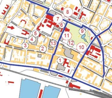8 2.3 Cykelparkering centralt Tillgång och efterfrågan Det finns 502 allmänna cykelparkeringsplatser i centrala Trelleborg fördelat på 13 anläggningar, se figur.