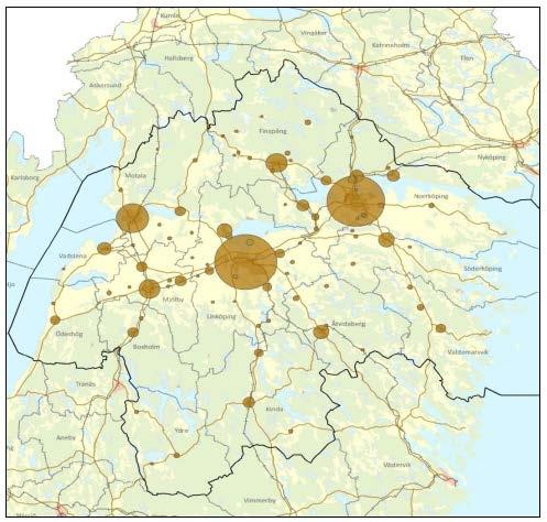 11 5. Östergötlands förutsättningar Östergötlands förutsättningar är goda när det gäller både geografin och möjligheterna till en bra grundstruktur för transportinfrastrukturen.