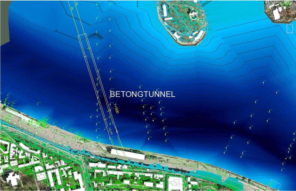 70(148) Alternativ 5B Passage av Saltsjön i sänktunnel. Geotekniska undersökningar och en övergång till bergtunnel framför Fotografiska Muséet.