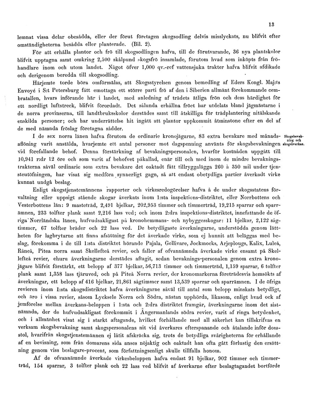 lemnat vissa delar obesådda, eller der förut företagen skogsodling delvis misslyckats, nu blifvit efter omståndigheterna besådda eller planterade. (Bil. 2).