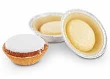 MAZARINER FYLLDA 50 g Djupfrysta, ovala, mördegsbeklädda aluminiumformar, fyllda med mazarinmass. Mått: höjd 21 mm, toppen 75 x 51 mm, botten 61 x 43 mm.