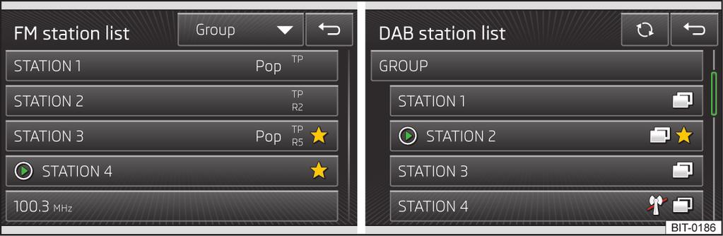 Informationssymboler på bildskärmen Symbol Trafikradiostation Betydelse Trafikradiosignal är ej tillgänglig eller så är den valda stationen ingen trafikradiostation RDS-funktionen är avaktiverad (FM)