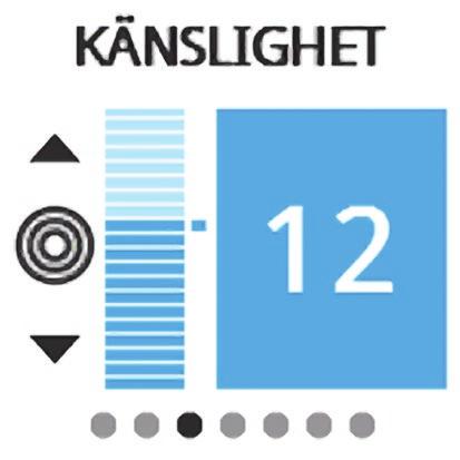 Volym och känslighet Med volymjusteringen reglerar du styrkan på det ljud du hör. Med känslighetsjusteringen reglerar du det spektrum av ljud du hör (t.ex.