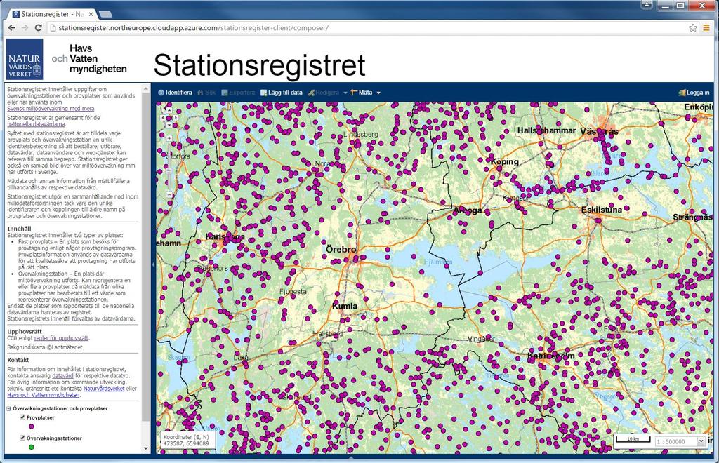 -14 28 Stationsregistret - användarhandledning Stationsregistret kan nås dels via en webbapplikation och dels via ett API. Här ges en beskrivning av såväl webbapplikation som API.