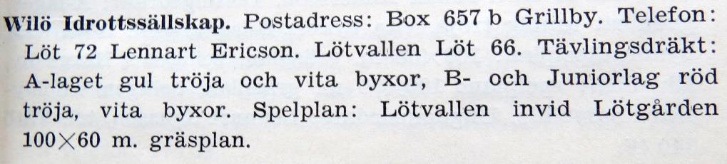 Tisdagen den 2 juni 1953: Elvan Wilö? Onsdagen den 17 juni 1953: Wilö Elvan? Söndagen den 12 juli 1953: Wilö Nyckelby? Pojklaget EIS s fotbollscup Wilö Bålsta 1?