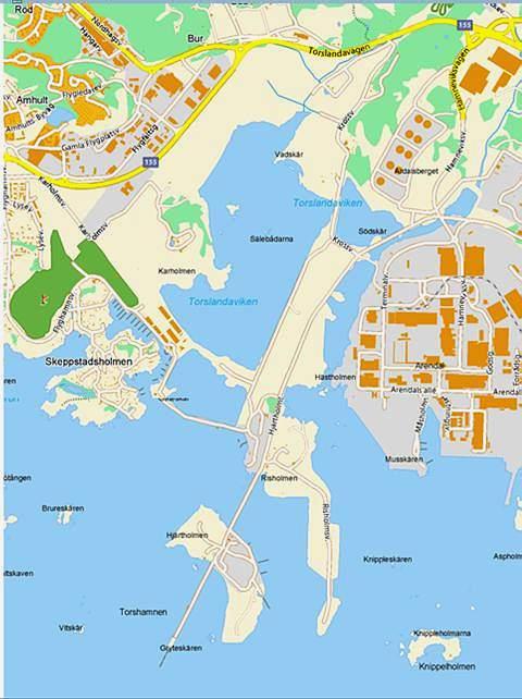 Ortnamnkarta över Torslandaviken Med alla 33 dellokaler i Svalan angivna. Använd gärna dessa istället för det mer obestämda ordet Torslandaviken.