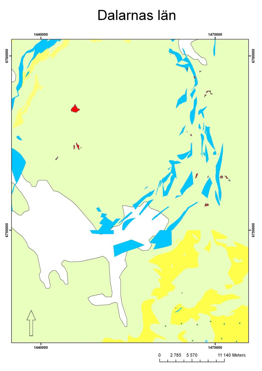 Kalksten och dolomit (urkalksten) 0 5 10 km Vulkanit (Sur vulkanisk bergart) Rikkärr Ca-halt i