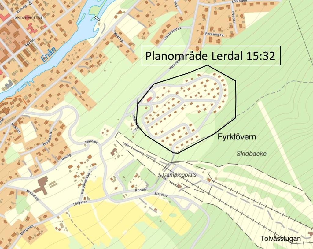 Figur 2. Översiktskarta med illustration över det tänkta planområdet.