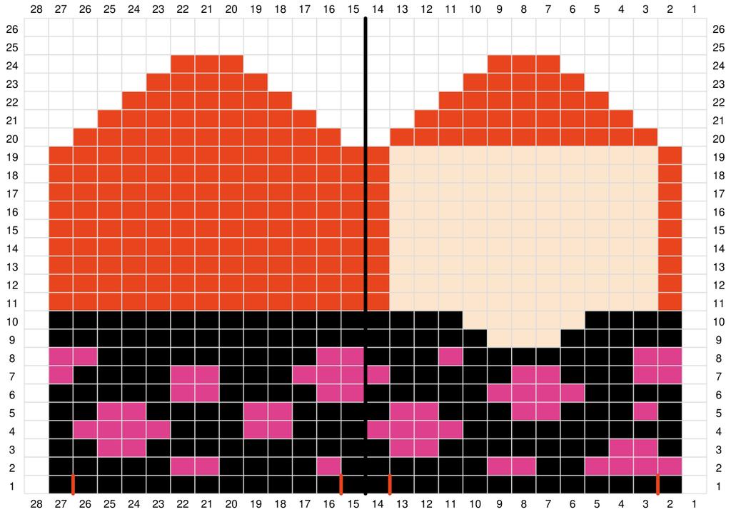 Diagram 3 för tummarna. Här är några sticktips från mig: Under stickning med flera färger, ta för vana att hålla garnfärgerna på samma plats.