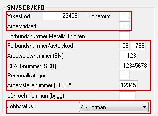 SN/SCB/KFO statistik - inställningar Rapporten SN/SCB/KFO statistik används för att lämna Medarbetarstatistik till Svenskt Näringsliv (SN), Lönestrukturstatistik till SCB samt Lönestrukturstatistik