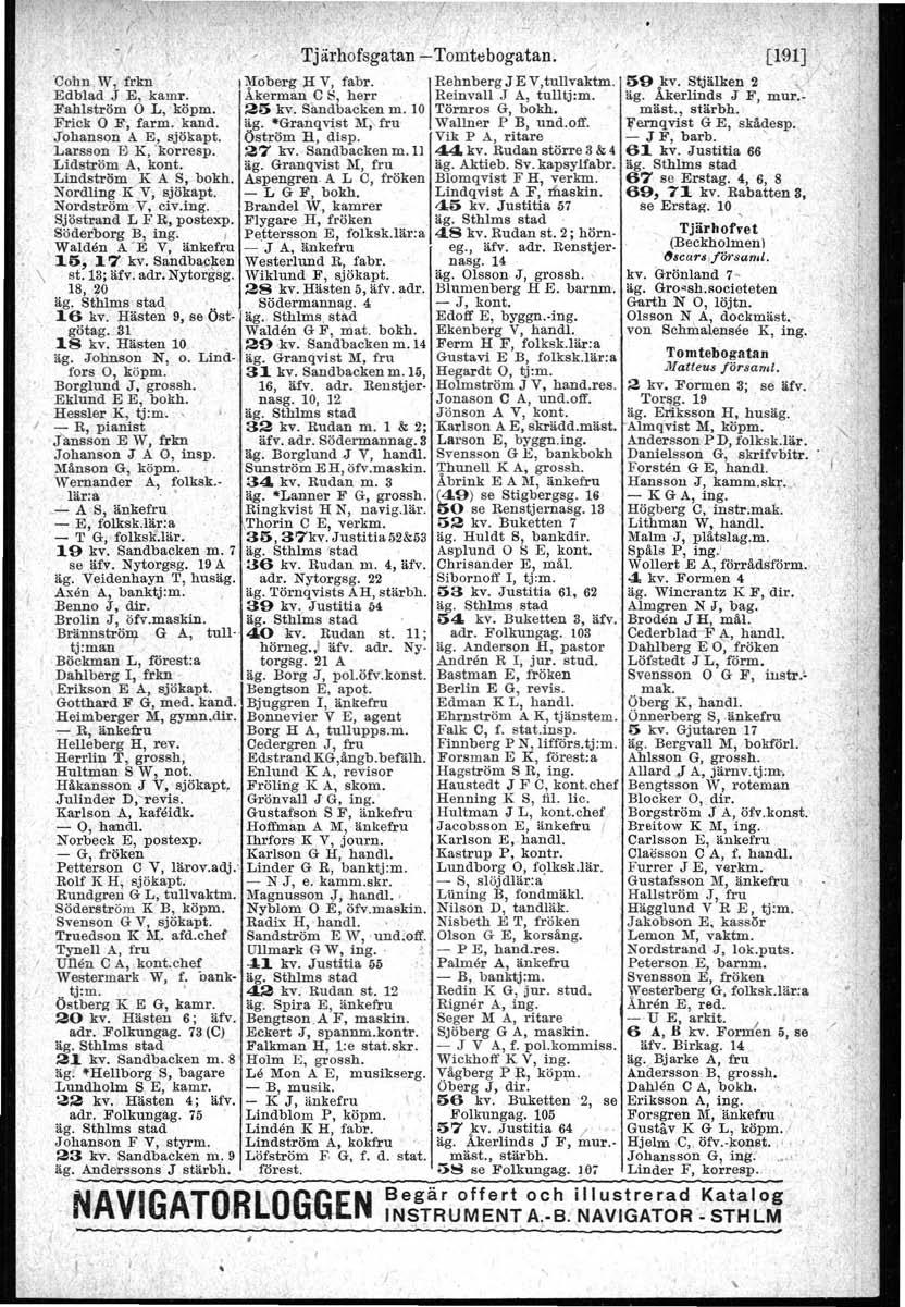 tiol] Do4n.W, fvk,.;'.!moberg HV, fal'>r.' IRehnbergJEv,tullva.~m. 59 ky. Sljälken 2 '"Vi Edblad J.E,'kamr. Åkerman C S, herr. Reinvall J A, tulltj:m. äg. Åkerlinds J F, mur.