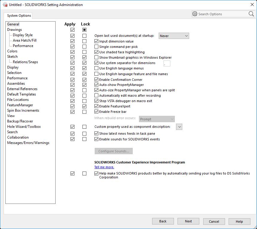 Steg 9 Applicera inställningar på klienter Hur man skapar en Administrativ Image för SOLIDWORKS I steg 7.