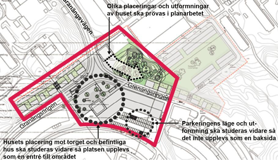 7 (9) Trafik och parkering Parkering för bostäderna föreslås i garage under husen. Bilplatser för butiker föreslås mellan den nya torgbyggnaden och befintliga bostadshus.