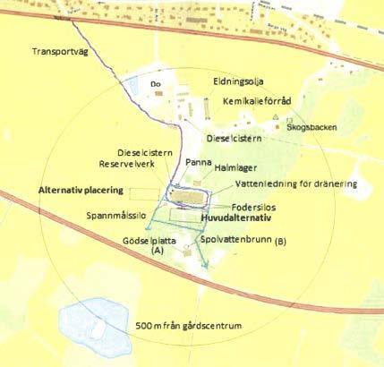 Samhällsbyggnadskontoret 2017-08-15 3 (6) Karta över Bo gård. Cirkel med radien 500 meter.