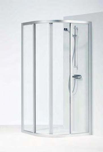 DUSCHAR Ifö Solid kvartsrund duschvägg SVR Halvrund duschvägg med 2 skjutdörrar. Ifö Solid duschhörna, modell SVR levereras i klart eller screentryckt härdat säkerhetsglas.