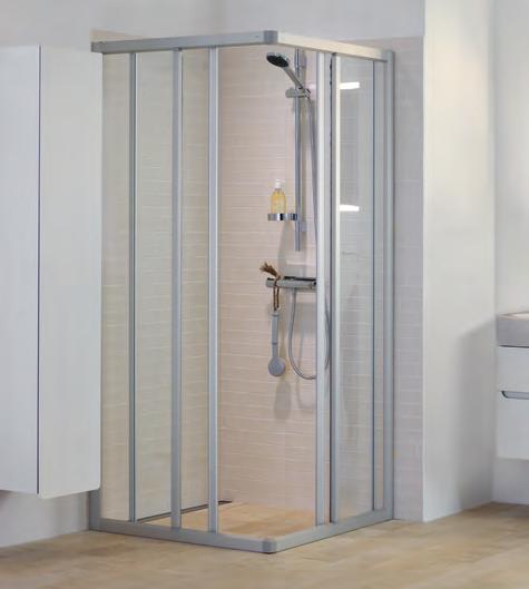 DUSCHAR Ifö Solid duschvägg SVH Ifö Solid med hörningång skapar ett praktiskt och rymligt duschutrymme. Duschväggen är enkel att hålla ren och snygg.