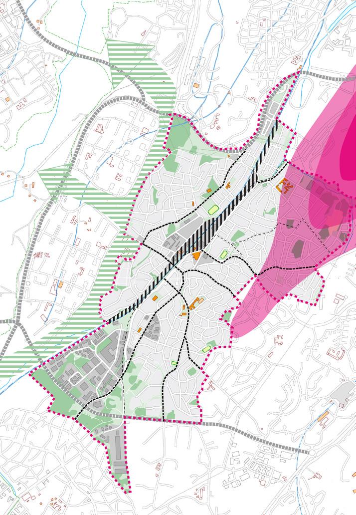 GRÖNSTRUKTUR Spånga har en relativt uppbruten och småskalig grönstrukur. I stadsdelens utkanter finns större naturområden med skogsbeklädda kullar och öppna ängsmarker.